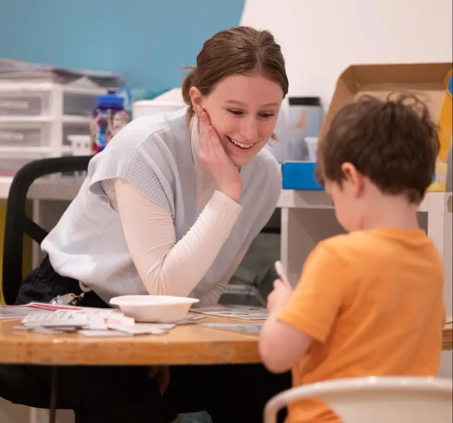 Intake team member speaking with a parent