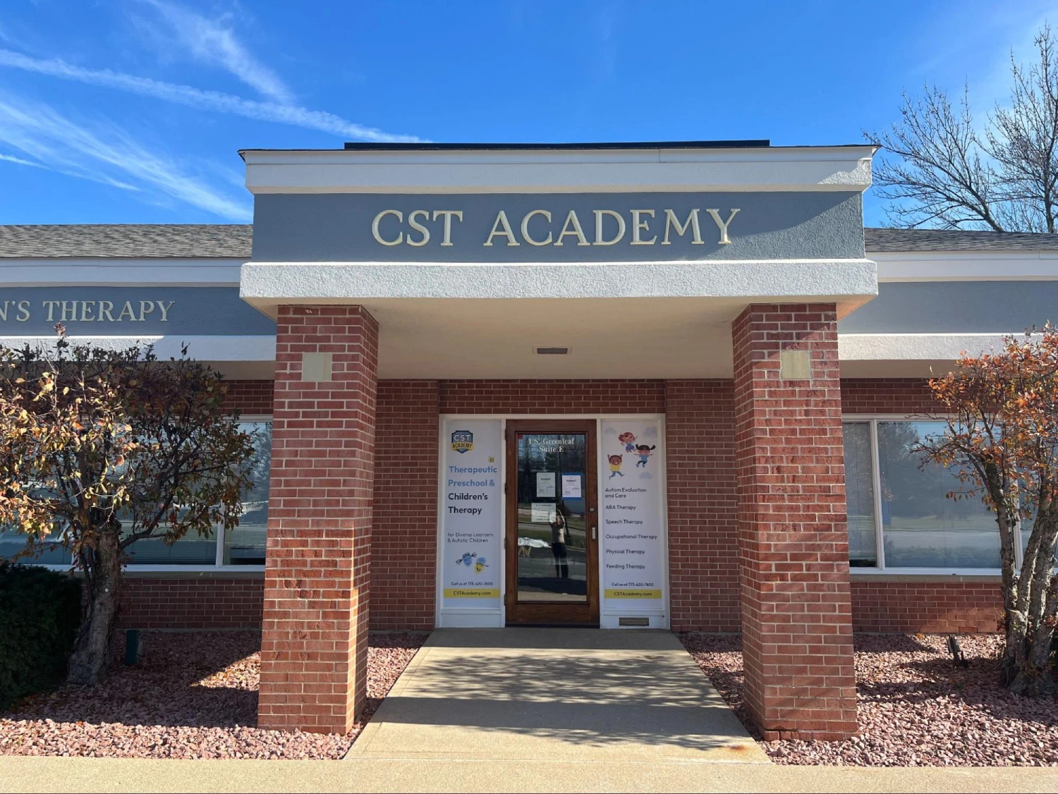 Pediatric therapy in Gurnee - front entrance of CST Academy on Greenleaf Street