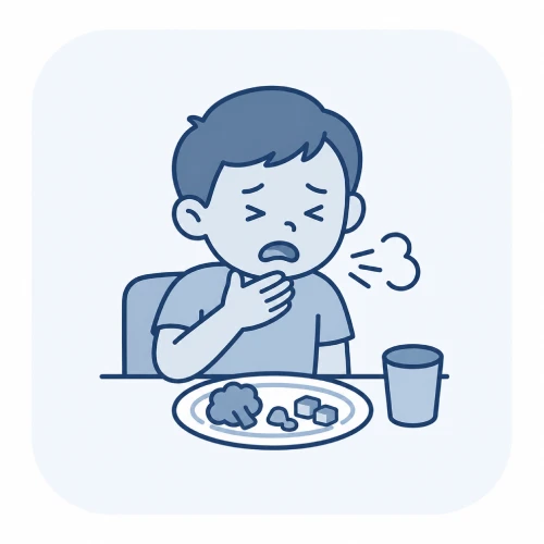 child gags or chokes during meals